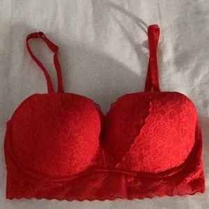 Pink byVictoria’s Secret Red Lace Bralette SizeM Perfect for Christmas Holidays